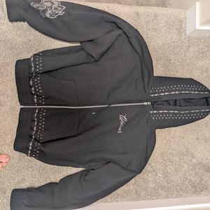 Darc Sport Black Zip-Up Hoodie with Gray Accents